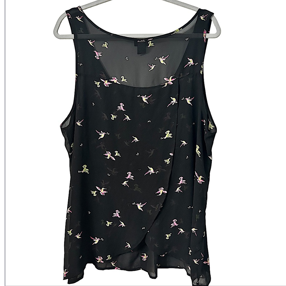 Torrid Black Sheer Hummingbird Tank Women’s Plus Size 2